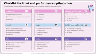 Checklist For Front End Performance Optimization