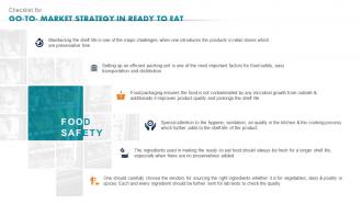Checklist For Go To Market Strategy In Ready Ready To Eat Detailed Industry Report