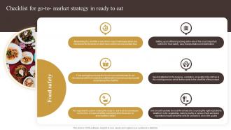 Checklist For Go To Market Strategy In Ready To Eat Industry Report Of Commercially Prepared Food Part 1