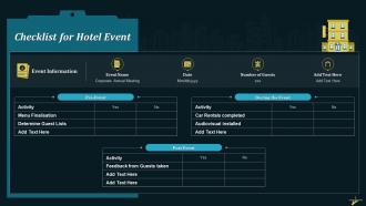 Checklist For Hotel Event Training Ppt