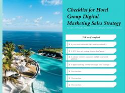 Checklist for hotel group digital marketing sales strategy