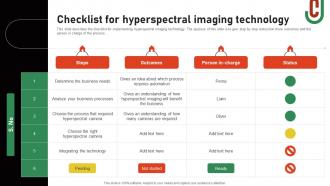 Checklist For Hyperspectral Imaging Technology Hyperspectral Imaging