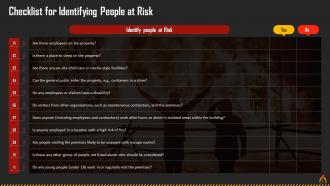 Checklist For Identifying People At Fire Risk Training Ppt