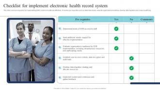 Checklist For Implement Electronic Health Record System Guide Of Digital Transformation DT SS
