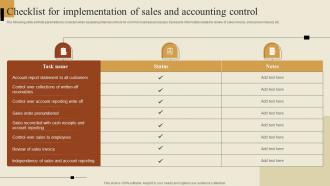 Checklist For Implementation Of Sales And Accounting Control
