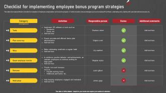Checklist For Implementing Employee Bonus Program Strategies