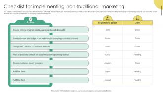 Checklist For Implementing Non Traditional Marketing
