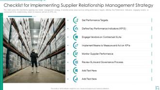 Checklist for implementing supplier relationship management strategy