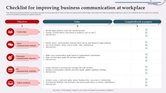 Checklist For Improving Business Communication At Workplace