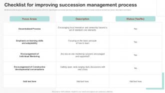 Checklist For Improving Succession Management Process Employee Succession Planning And Management