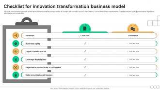 Checklist For Innovation Transformation Business Model