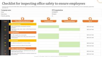 Checklist For Inspecting Office Safety To Ensure Employees