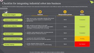 Checklist For Integrating Industrial Robot Robotic Automation Systems For Efficient