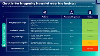 Checklist For Integrating Industrial Robotic Integration In Industries IT