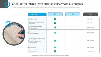Checklist For Internal Promotion Announcement In Workplace
