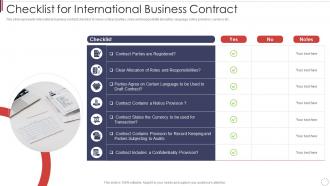 Checklist for international business contract