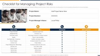 Checklist For Managing Project Risks Project Quality Assurance Using Agile Methodology IT
