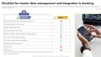 Checklist For Master Data Management And Integration In Banking