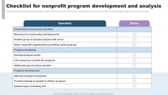 Checklist For Nonprofit Program Development And Analysis