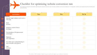 Checklist For Optimizing Website Conversion Rate Introduction To Tourism Marketing MKT SS V