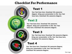 Checklist for performance with circles powerpoint diagram templates graphics 712