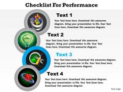 Checklist for performance with circles powerpoint diagram templates graphics 712