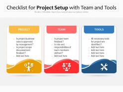 Checklist for project setup with team and tools