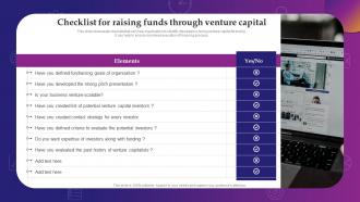 Checklist For Raising Funds Through Venture Capital Evaluating Debt And Equity
