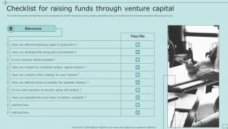 Checklist For Raising Funds Through Venture Capital Strategic Fundraising Plan