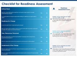 Checklist for readiness assessment time resources personnel ppt powerpoint slides