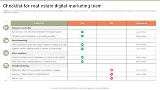 Checklist For Real Estate Digital Marketing Team Lead Generation Techniques Expand MKT SS V