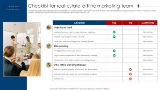 Checklist For Real Estate Offline Marketing Team Digital Marketing Strategies For Real Estate MKT SS V