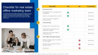 Checklist For Real Estate Offline Marketing Team How To Market Commercial And Residential Property MKT SS V