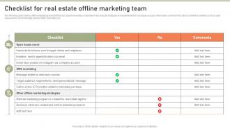 Checklist For Real Estate Offline Marketing Team Lead Generation Techniques Expand MKT SS V