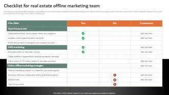 Checklist For Real Estate Offline Marketing Team Online And Offline Marketing Strategies MKT SS V