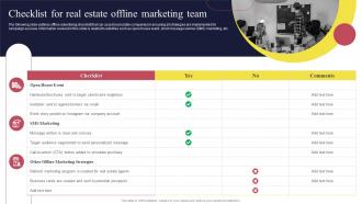 Checklist For Real Estate Offline Marketing Team Real Estate Marketing Strategies