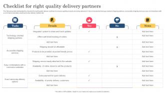 Checklist For Right Quality Delivery Partners