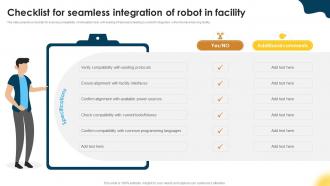 Checklist For Seamless Integration Articulated Robot Manipulators For Manufacturing Facility RB SS