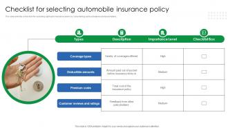Checklist For Selecting Automobile Insurance Policy