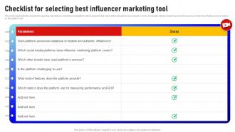 Checklist For Selecting Best Influencer Marketing Tool Social Media Influencer Strategy SS V