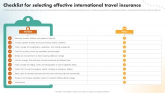 Checklist For Selecting Effective International Travel Insurance