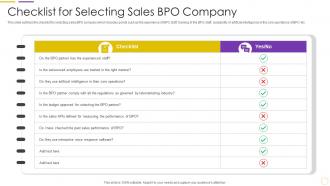 Checklist For Selecting Sales Bpo Company