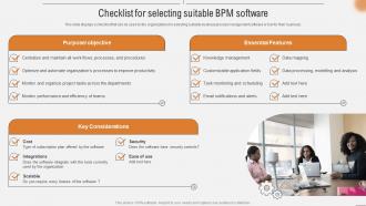 Checklist For Selecting Suitable BPM Software Improving Business Efficiency Using