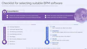 Checklist For Selecting Suitable BPM Software Selecting The Suitable BPM Tool For Efficiently