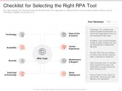 Checklist For Selecting The Right RPA Tool Ppt Powerpoint Presentation Introduction