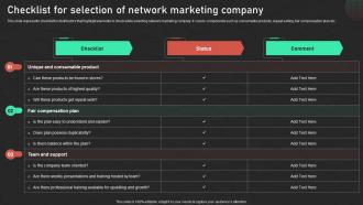 Checklist For Selection Of Network Marketing Effective Successful Network Marketing MKT SS V