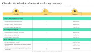 Checklist For Selection Of Network Marketing Strategies To Build Multi Level Marketing MKT SS V