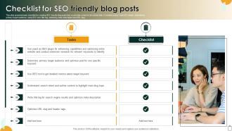 Checklist For SEO Friendly Blog Posts