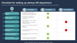 Checklist For Setting Up Startup HR Department