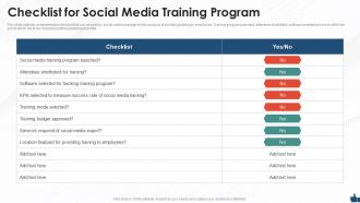 Checklist for social media training program